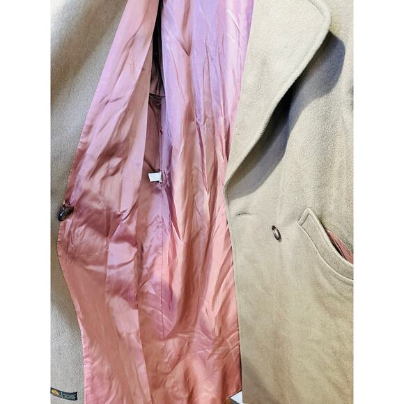 Vintage LARRY LEVINE Tan 100% Pure Wool Button Front Trench Coat Size 4 - Picture 7 of 15